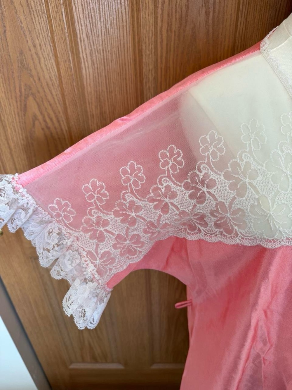Pink Satin Lace-Trim Robe - Picture 4 of 7